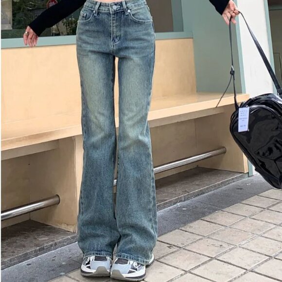 Soswift Mid Waist Washed Bootcut Jeans / US S / YesStyle - Picture 1 of 6
